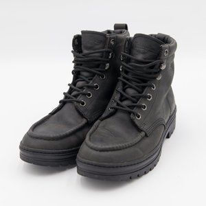SOLD // Timberland Black Leather Mens Soft Toe Boots 69072 - Size 9.5M